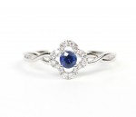 14K WHITE GOLD DIAMOND AND SAPPHIRE RING