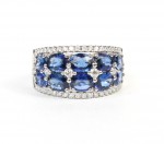 18K WHITE GOLD DIAMOND AND SAPPHIRE RING