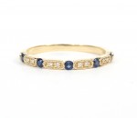 14K YELLOW GOLD DIAMOND AND SAPPHIRE STACKABLE RING