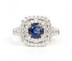 18K WHITE GOLD DIAMOND AND SAPPHIRE RING