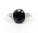 PLATINUM & 14K YELLOW GOLD DIAMOND & SAPPHIRE RING