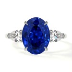 PLATINUM OVAL SAPPHIRE RING WITH PEAR DIAMONDS