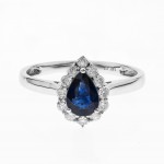 10K WHITE GOLD DIAMOND AND BLUE SAPPHIRE RING