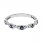 14K WHITE GOLD DIAMOND AND SAPPHIRE RING