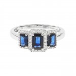14K WHITE GOLD DIAMOND AND SAPPHIRE RING