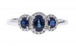 14K WHITE GOLD DIAMOND AND SAPPHIRE RING