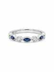 14K WHITE GOLD DIAMOND & SAPPHIRE BAND
