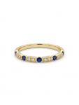 14K YELLOW GOLD DIAMOND & SAPPHIRE BAND