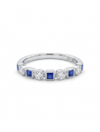 14K WHITE GOLD DIAMOND & SAPPHIRE BAND