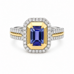 14K TWO TONE DIAMOND & SAPPHIRE RING