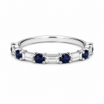 PLATINUM DIAMOND BAGUETTE & ROUND SAPPHIRE BAND