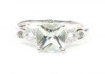 14K White Gold .12Ctw Diamond 1.45Ct Green Amethyst Ring