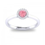 14K White Gold .05Ctw Diamond And .25Ct Pink Tourmaline Ring