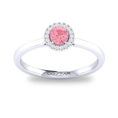 14K White Gold .05Ctw Diamond And .25Ct Pink Tourmaline Ring