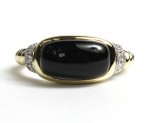 14K YELLOW GOLD DIAMOND AND BLACK AGATE RING