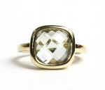 14K YELLOW GOLD BEZEL SET GREEN AMETHYST RING