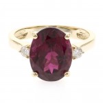 14K YELLOW GOLD DIAMOND AND TOURMALINE RING