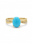 14K YELLOW GOLD DIAMOND AND TURQUOISE RING