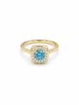 14K YELLOW GOLD DIAMOND & BLUE ZIRCON RING