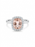 14K WHITE GOLD DIAMOND & MORGANITE RING