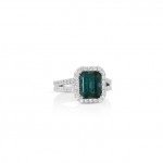 14K WHITE GOLD INDICOLITE TOURMALINE AND DIAMOND RNG
