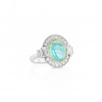18K WHITE AND YELLOW GOLD CABACHON PARAIBA AND DIAMOND RING