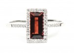 14K White Gold .10Ctw Diamond And .82Ct Garnet Ring