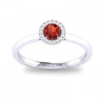 14K White Gold .05Ctw Diamond And .30Ct Garnet Ring
