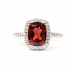 14K WHITE GOLD 1/5CTW DIAMOND 2.54CT GARNET