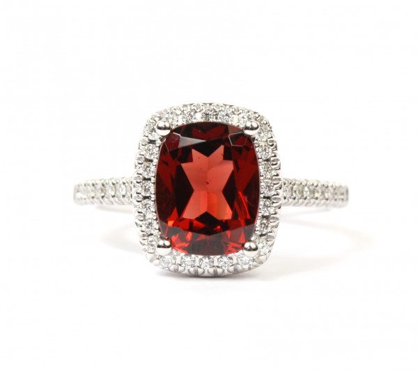 14K WHITE GOLD 1/5CTW DIAMOND 2.54CT GARNET