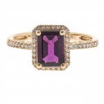 10K YELLOW GOLD DIAMOND AND RHODOLITE GARNET RING