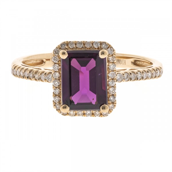 10K YELLOW GOLD DIAMOND AND RHODOLITE GARNET RING