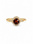 14K YELLOW GOLD DIAMOND AND GARNET RING