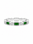 18K WHITE GOLD DIAMOND & GREEN GARNET BAND