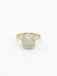 14K YELLOW GOLD DIAMOND & OPAL RING