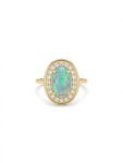 14K YELLOW GOLD DIAMOND & OPAL RING