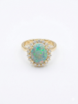 14K YELLOW GOLD DIAMOND & OPAL RING