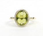 14K YELLOW GOLD DIAMOND AND PERIDOT RING