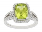 14K WHITE GOLD DIAMOND AND PERIDOT RING