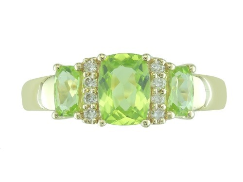 14K YELLOW GOLD DIAMOND & PERIDOT RING