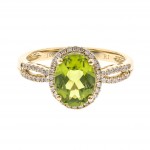 10K YELLOW GOLD DIAMOND AND PERIDOT RING