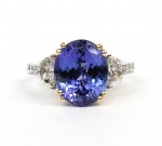 14K TWO TONE DIAMOND & TANZANITE RING