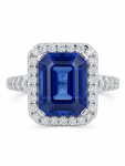 14K WHITE GOLD DIAMOND AND TANZANITE RING