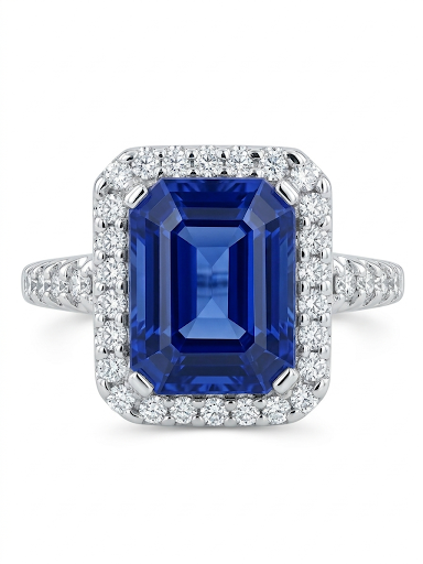 14K WHITE GOLD DIAMOND AND TANZANITE RING