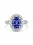 14K WHITE GOLD DIAMOND & TANZANITE RING