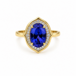 14K YELLOW GOLD DIAMOND & OVAL TANZANITE RING