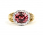 18K TWO TONE DIAMOND AND PINK TOURMALINE RING