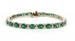 14K TWO TONE DIAMOND & EMERALD BRACELET