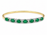 14K TWO TONE DIAMOND & EMERALD BRACELET