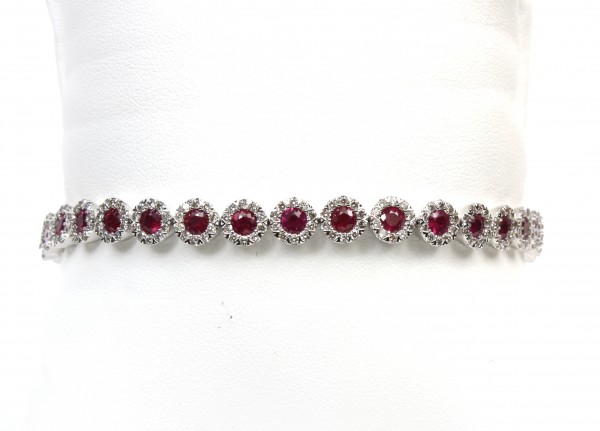 14K WHITE GOLD DIAMOND & RUBY BRACELET